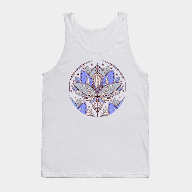 Art Deco Lotus Rising 2 - sage grey & purple pattern Tank Top by micklyn